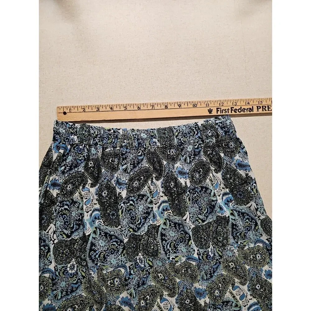 Vintage Japna Size Large Top and Medium Skirt Suit Paisley Boho Black Blue Green
